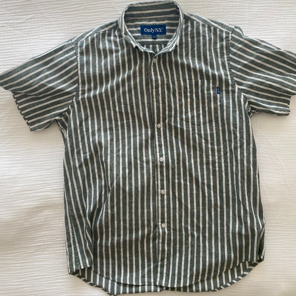 Only NY Men's Washed Cotton/Linen Button Down